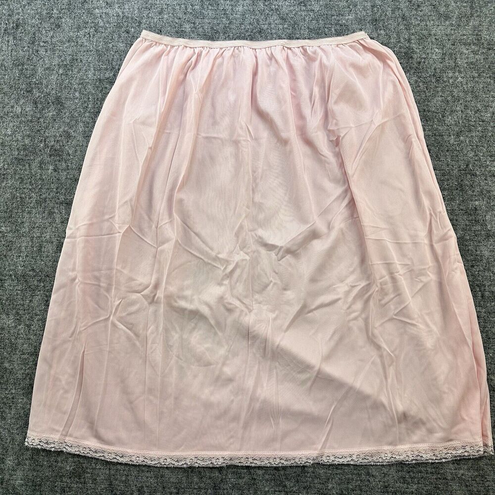 Vintage 80s Slip Pink Medium Butterfly Lace Half Satiny Feminine - Picture 3 of 7